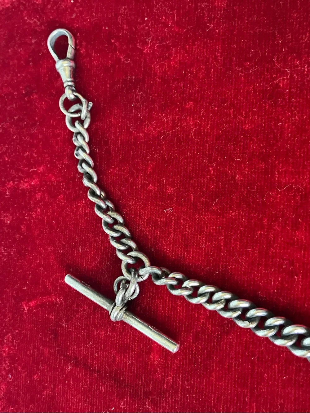 Antique Victorian Single Albert Watch Chain CS FS Sterling Silver 60g Dog Clip.